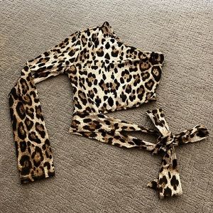 Leopard print off the shoulder top